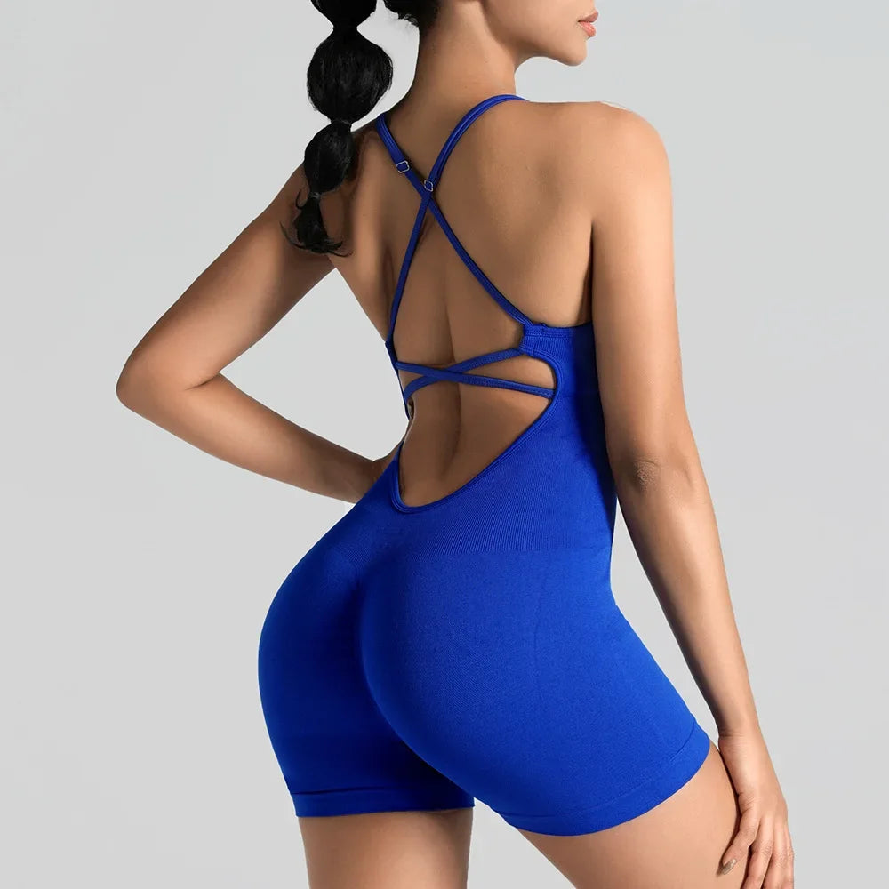 Conjunto de yoga para academia feminina, justo, curto, alta elasticidade, exercício integrado, roupa de trabalho, sutiã esportivo, macacão, conjunto de academia feminino