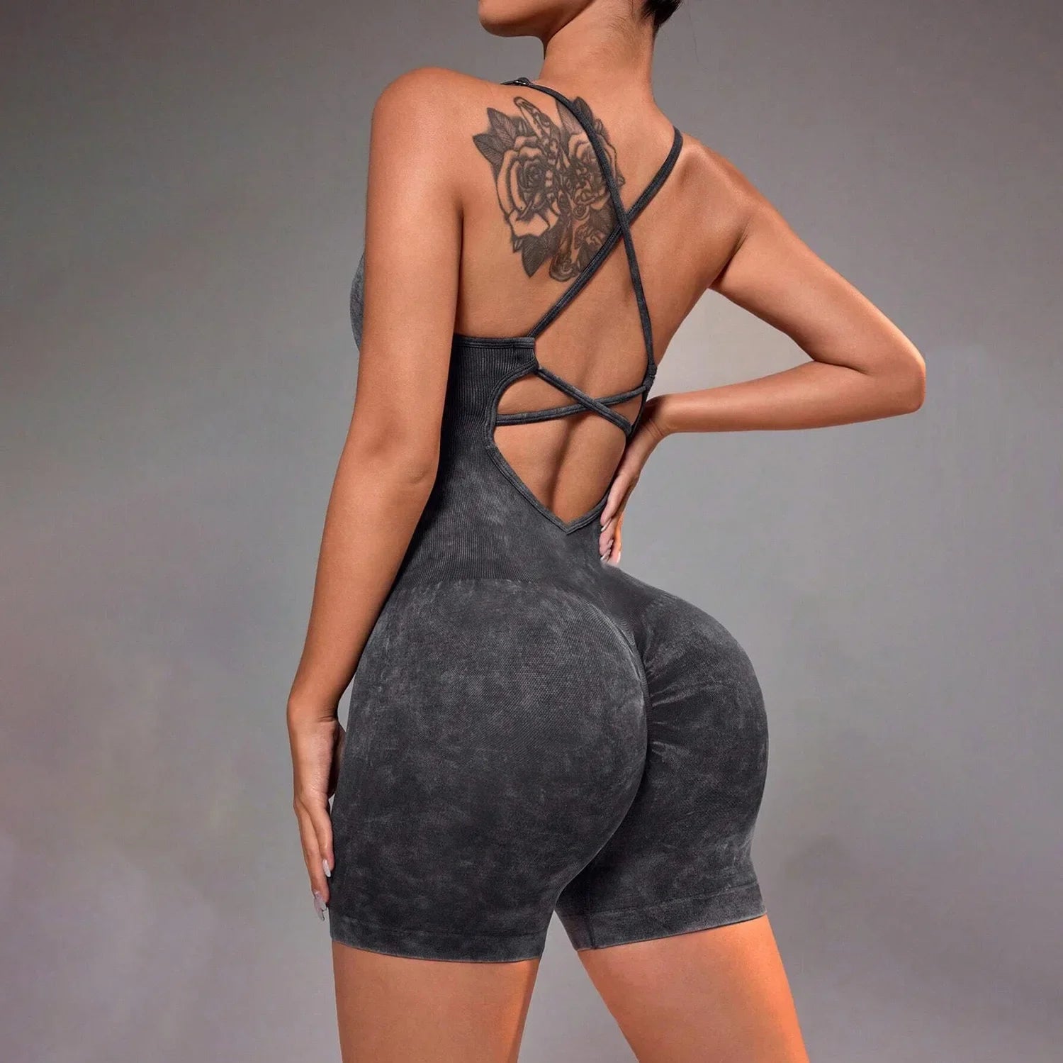 Conjunto de yoga para academia feminina, justo, curto, alta elasticidade, exercício integrado, roupa de trabalho, sutiã esportivo, macacão, conjunto de academia feminino