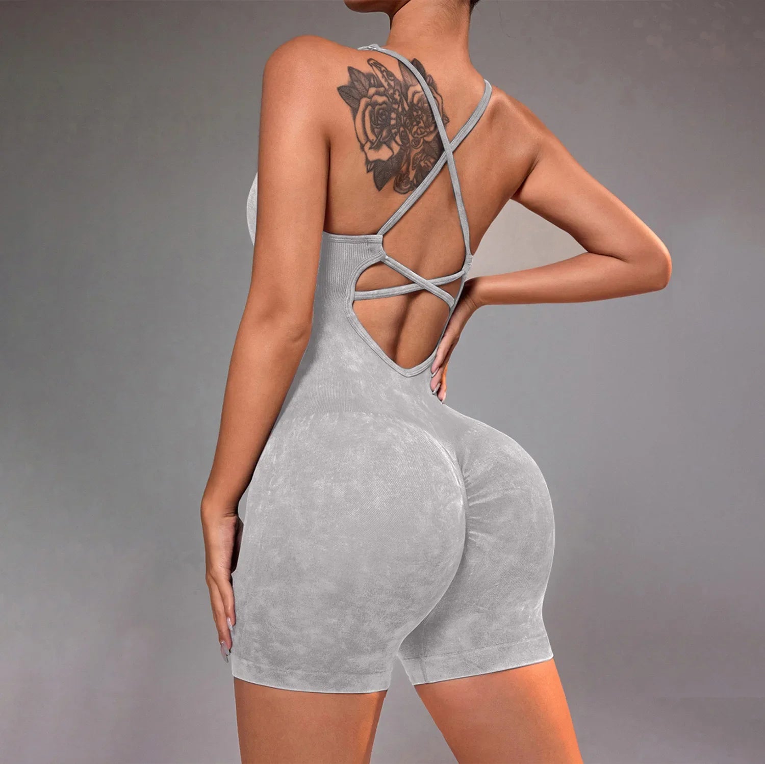 Conjunto de yoga para academia feminina, justo, curto, alta elasticidade, exercício integrado, roupa de trabalho, sutiã esportivo, macacão, conjunto de academia feminino