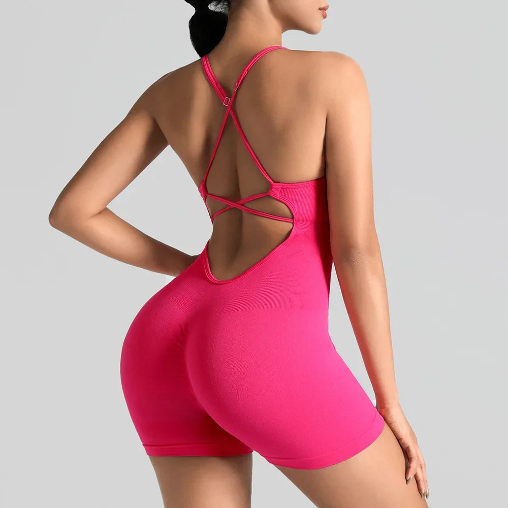 Conjunto de yoga para academia feminina, justo, curto, alta elasticidade, exercício integrado, roupa de trabalho, sutiã esportivo, macacão, conjunto de academia feminino