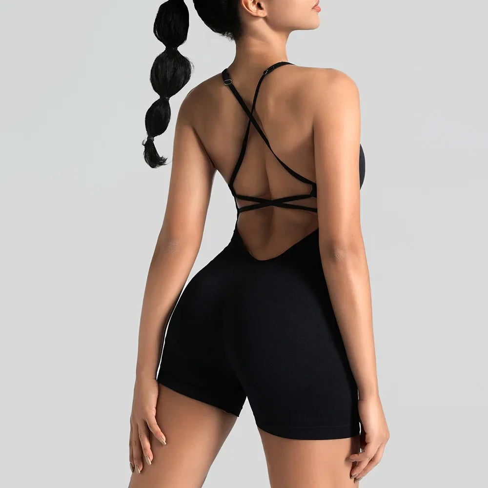 Conjunto de yoga para academia feminina, justo, curto, alta elasticidade, exercício integrado, roupa de trabalho, sutiã esportivo, macacão, conjunto de academia feminino