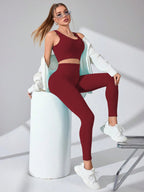 Conjuntos de treino feminino de 2 peças – leggings de ioga sem costura e sutiã esportivo com alça cruzada, roupas de ginástica, conjunto de roupas esportivas combinando