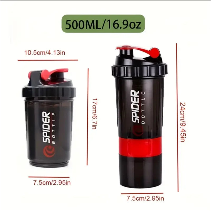 Garrafa shaker com recipiente de energia 2 camadas shakes de proteína em pó garrafa shaker garrafa de água esportiva ideal para esportes ginásio fitness
