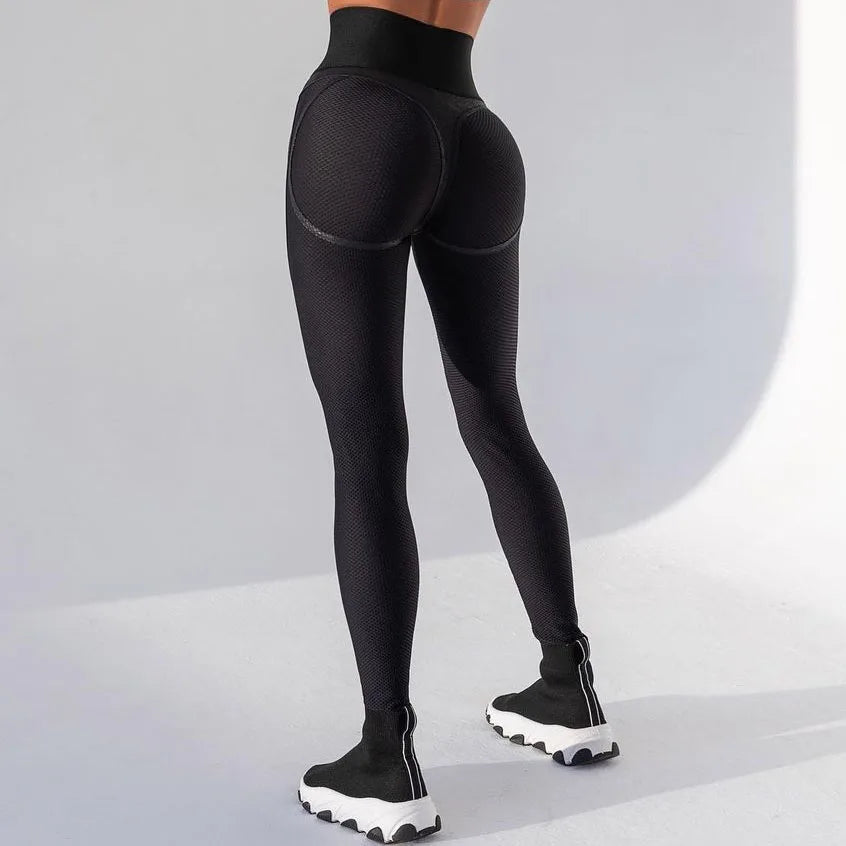 Calças femininas ginásio leggings ultra-fino malha design yoga esporte collants ao ar livre jogging fitness cintura alta sweatpants