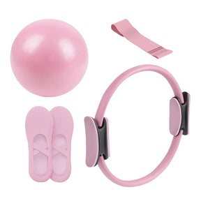 Novo conjunto de bola e anel de pilates, anel de fitness para pilates, faixa de resistência, equipamento fitness para gravidez pós-parto
