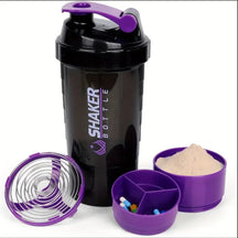 Garrafa shaker com recipiente de energia 2 camadas shakes de proteína em pó garrafa shaker garrafa de água esportiva ideal para esportes ginásio fitness