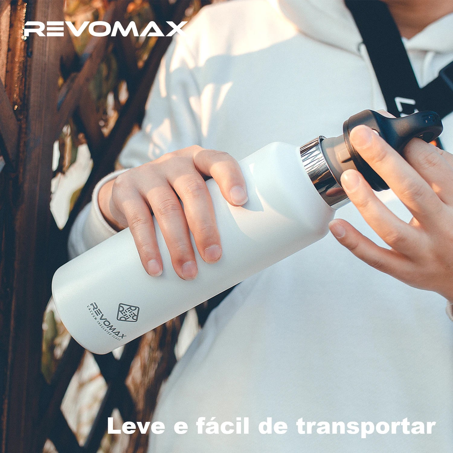 REVOMAX Garrafa Térmica de Agua Vácuo Aço Inoxidável，Sem Parafuso Abertura Com Uma Mão, 950ml