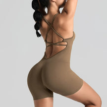 Conjunto de yoga para academia feminina, justo, curto, alta elasticidade, exercício integrado, roupa de trabalho, sutiã esportivo, macacão, conjunto de academia feminino