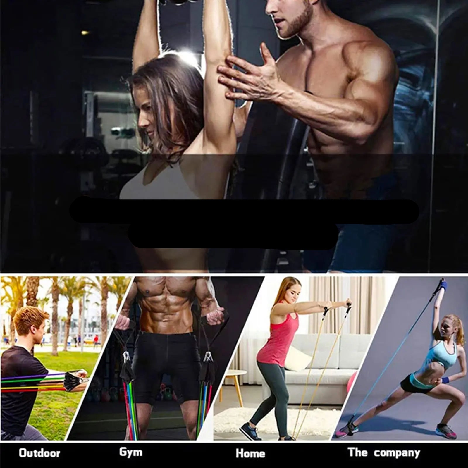 Conjunto de faixas de resistência com barra de fitness, treino, academia, puxar corda, yoga, tubo de látex, esportes, equipamento de exercício elástico para casa