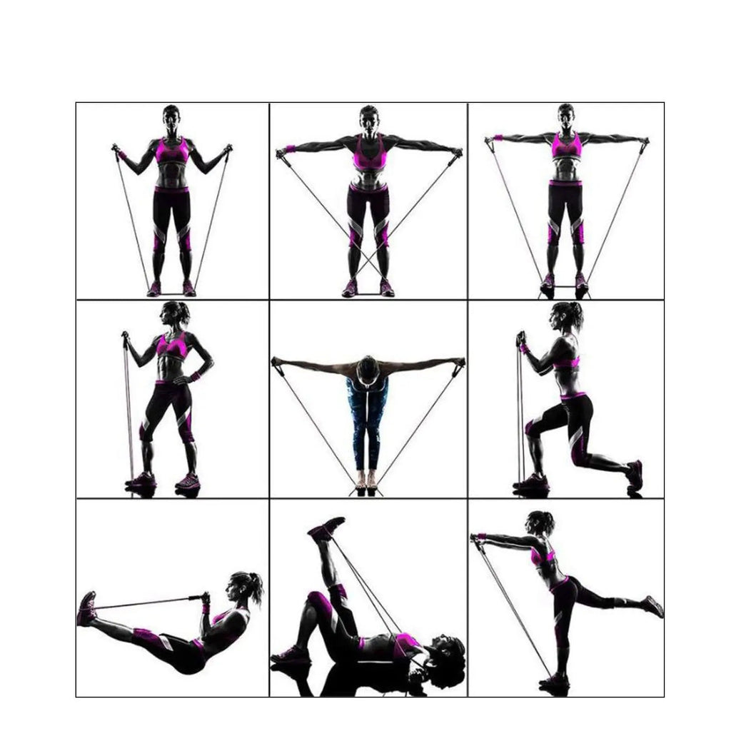 Conjunto de faixas de resistência com barra de fitness, treino, academia, puxar corda, yoga, tubo de látex, esportes, equipamento de exercício elástico para casa