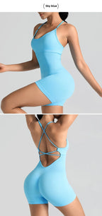 Conjunto de yoga para academia feminina, justo, curto, alta elasticidade, exercício integrado, roupa de trabalho, sutiã esportivo, macacão, conjunto de academia feminino