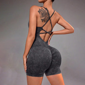 Conjunto de yoga para academia feminina, justo, curto, alta elasticidade, exercício integrado, roupa de trabalho, sutiã esportivo, macacão, conjunto de academia feminino