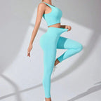 Conjuntos de treino feminino de 2 peças – leggings de ioga sem costura e sutiã esportivo com alça cruzada, roupas de ginástica, conjunto de roupas esportivas combinando