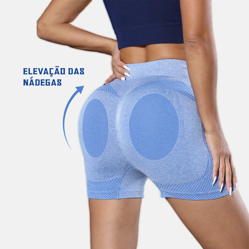 2 peças, Short esportivo feminino，Academia short，Calças Femininas de Ioga Com Controle de Barriga E bumbum