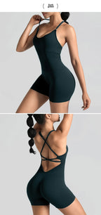 Conjunto de yoga para academia feminina, justo, curto, alta elasticidade, exercício integrado, roupa de trabalho, sutiã esportivo, macacão, conjunto de academia feminino