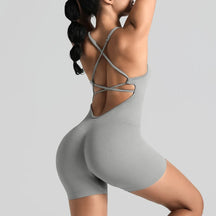 Conjunto de yoga para academia feminina, justo, curto, alta elasticidade, exercício integrado, roupa de trabalho, sutiã esportivo, macacão, conjunto de academia feminino