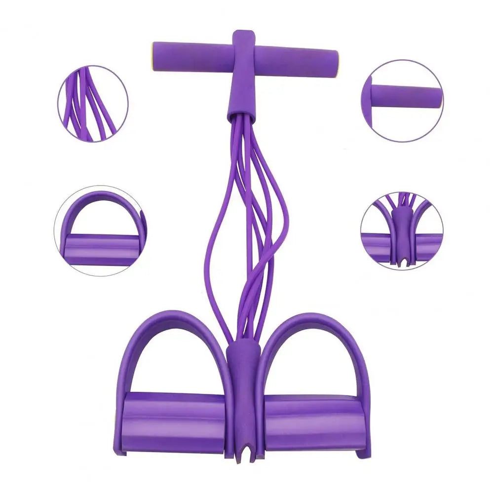 Faixa de resistência para pedal de 6 tubos, com alça, corda de tensão multifuncional, elástica, extrator de pedal de ioga, treinador de alongamento corporal