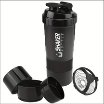 Garrafa shaker com recipiente de energia 2 camadas shakes de proteína em pó garrafa shaker garrafa de água esportiva ideal para esportes ginásio fitness