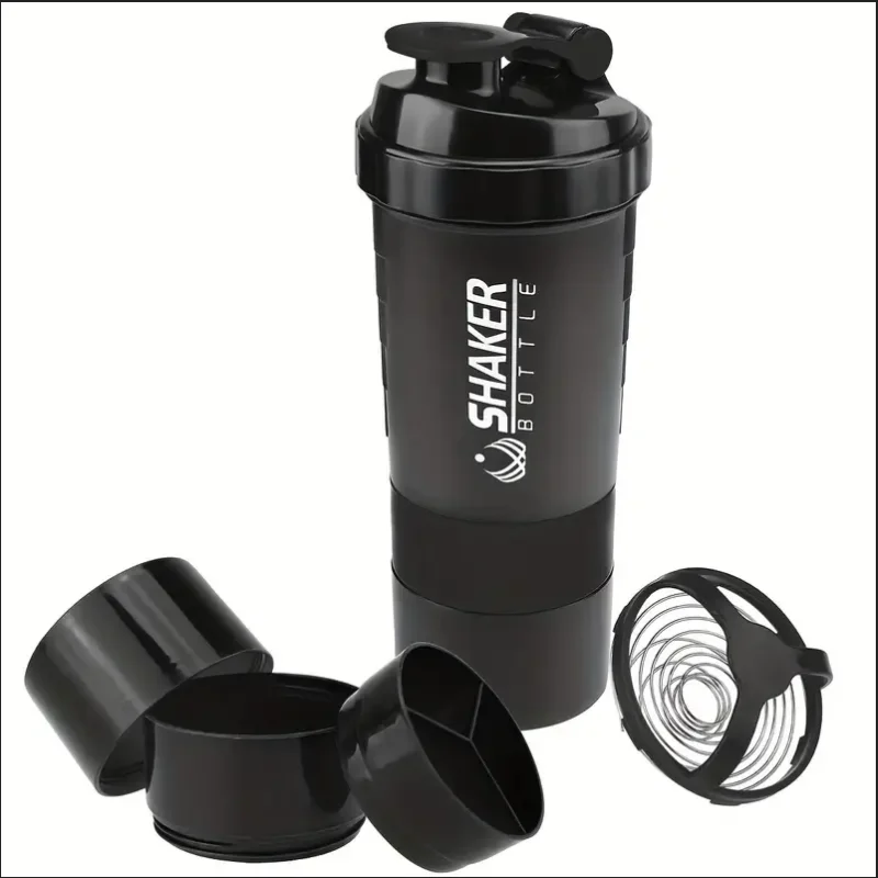 Garrafa shaker com recipiente de energia 2 camadas shakes de proteína em pó garrafa shaker garrafa de água esportiva ideal para esportes ginásio fitness