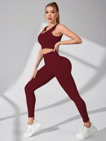 Conjuntos de treino feminino de 2 peças – leggings de ioga sem costura e sutiã esportivo com alça cruzada, roupas de ginástica, conjunto de roupas esportivas combinando