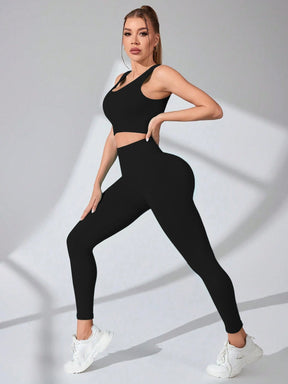 Conjuntos de treino feminino de 2 peças – leggings de ioga sem costura e sutiã esportivo com alça cruzada, roupas de ginástica, conjunto de roupas esportivas combinando
