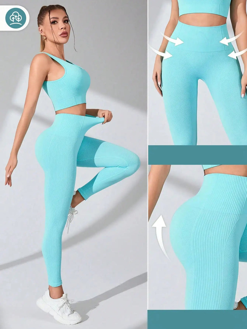 Conjuntos de treino feminino de 2 peças – leggings de ioga sem costura e sutiã esportivo com alça cruzada, roupas de ginástica, conjunto de roupas esportivas combinando