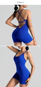 Conjunto de yoga para academia feminina, justo, curto, alta elasticidade, exercício integrado, roupa de trabalho, sutiã esportivo, macacão, conjunto de academia feminino