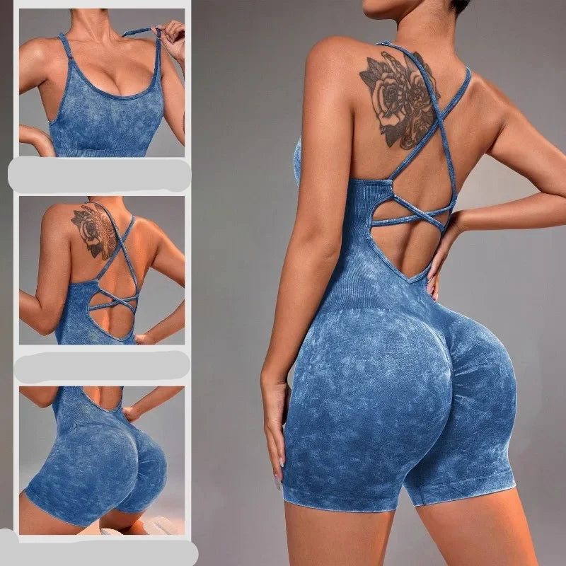 Conjunto de yoga para academia feminina, justo, curto, alta elasticidade, exercício integrado, roupa de trabalho, sutiã esportivo, macacão, conjunto de academia feminino