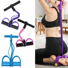 Faixa de resistência para pedal de 6 tubos, com alça, corda de tensão multifuncional, elástica, extrator de pedal de ioga, treinador de alongamento corporal