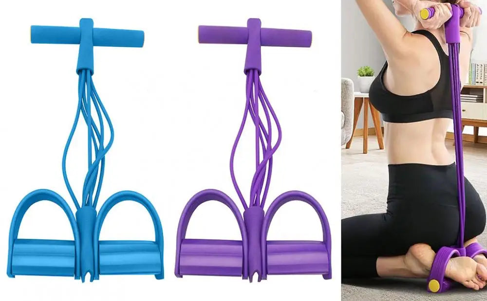 Faixa de resistência para pedal de 6 tubos, com alça, corda de tensão multifuncional, elástica, extrator de pedal de ioga, treinador de alongamento corporal