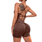 Conjunto de yoga para academia feminina, justo, curto, alta elasticidade, exercício integrado, roupa de trabalho, sutiã esportivo, macacão, conjunto de academia feminino