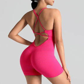 Conjunto de yoga para academia feminina, justo, curto, alta elasticidade, exercício integrado, roupa de trabalho, sutiã esportivo, macacão, conjunto de academia feminino