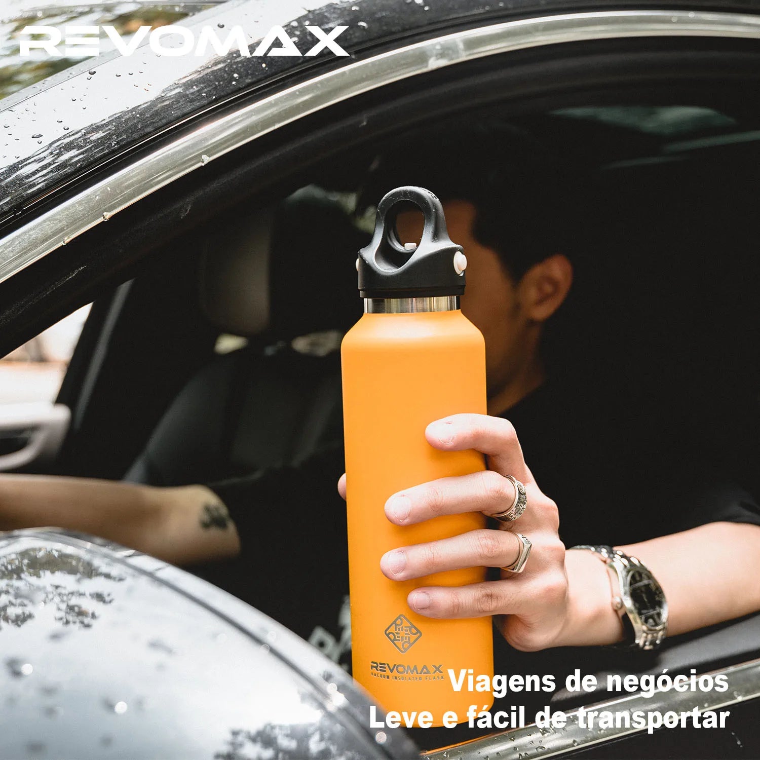 REVOMAX Garrafa Térmica de Agua Vácuo Aço Inoxidável，Sem Parafuso Abertura Com Uma Mão, 950ml