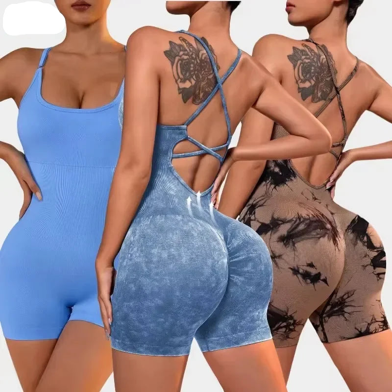 Conjunto de yoga para academia feminina, justo, curto, alta elasticidade, exercício integrado, roupa de trabalho, sutiã esportivo, macacão, conjunto de academia feminino