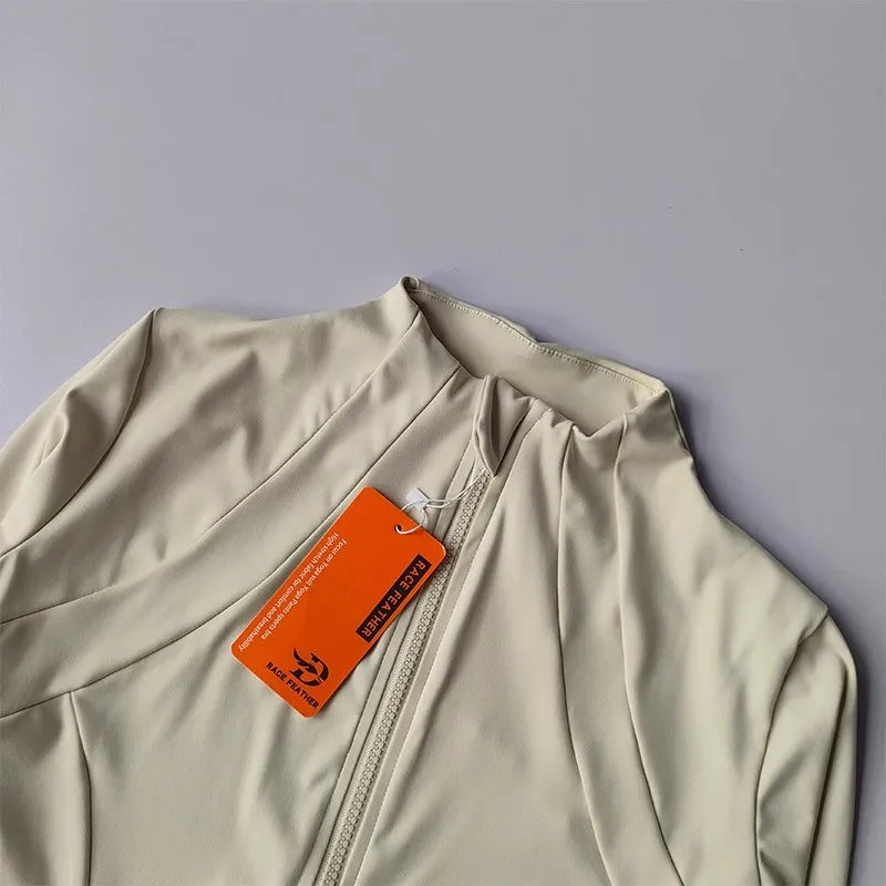 Jaqueta de fitness de yoga feminina, jaqueta profissional de secagem rápida de ajuste fino, corrida de emagrecimento esportes manga comprida terno de yoga topo