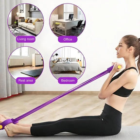 Faixa de resistência para pedal de 6 tubos, com alça, corda de tensão multifuncional, elástica, extrator de pedal de ioga, treinador de alongamento corporal