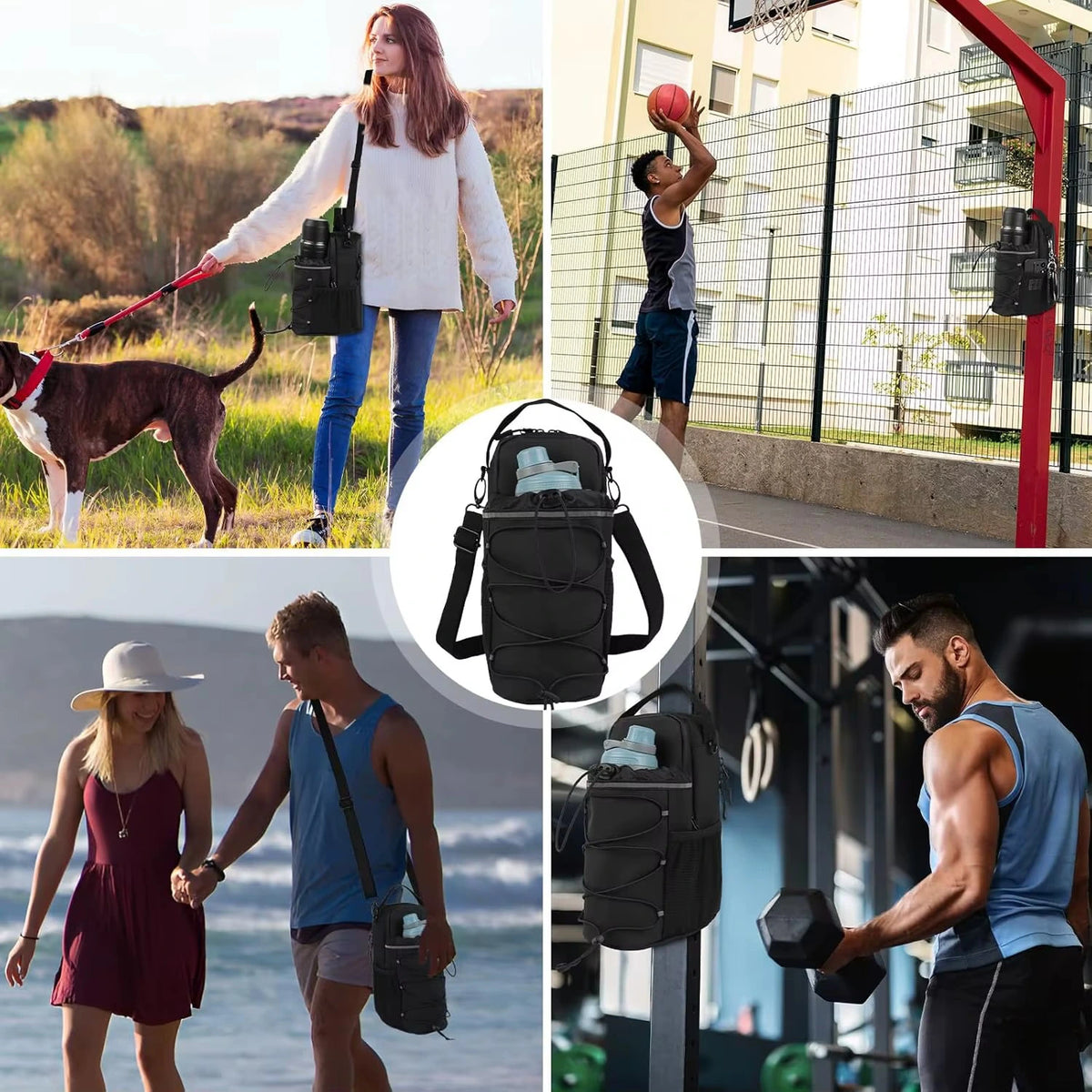 bolsa crossbody com base magnética que segura sua garrafa, celular e mais — enquanto você foca no treino.