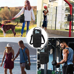 bolsa crossbody com base magnética que segura sua garrafa, celular e mais — enquanto você foca no treino.
