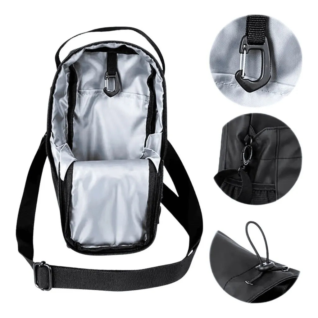 bolsa crossbody com base magnética que segura sua garrafa, celular e mais — enquanto você foca no treino.